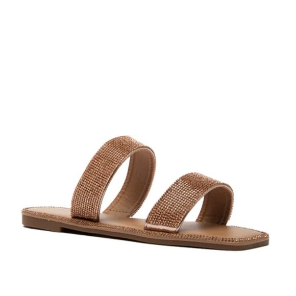 !! NEW !! Embellished Double Strap Square Toe Sandals in Clear - Picture 10 of 11